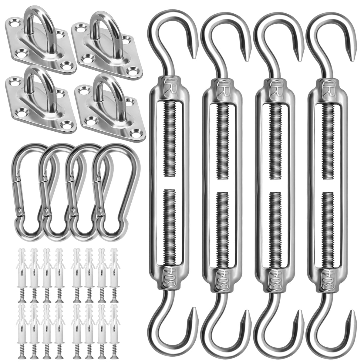 Hyasia sun shade hardware kit 6in ready for secure rectangle sail installation