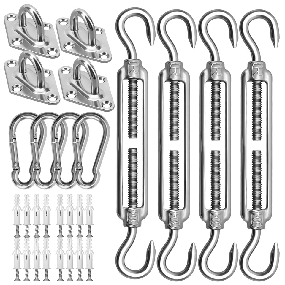 Hyasia sun shade hardware kit 6in ready for secure rectangle sail installation