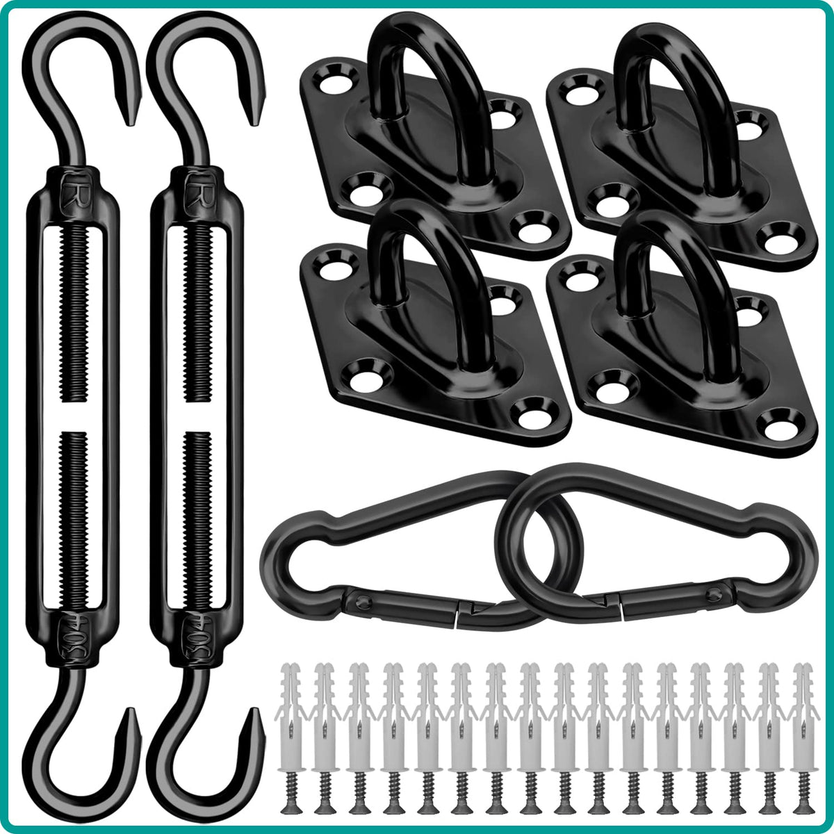 HYASIA sun shade sail hardware kit 6in rectangle kit for secure outdoor shade setups.