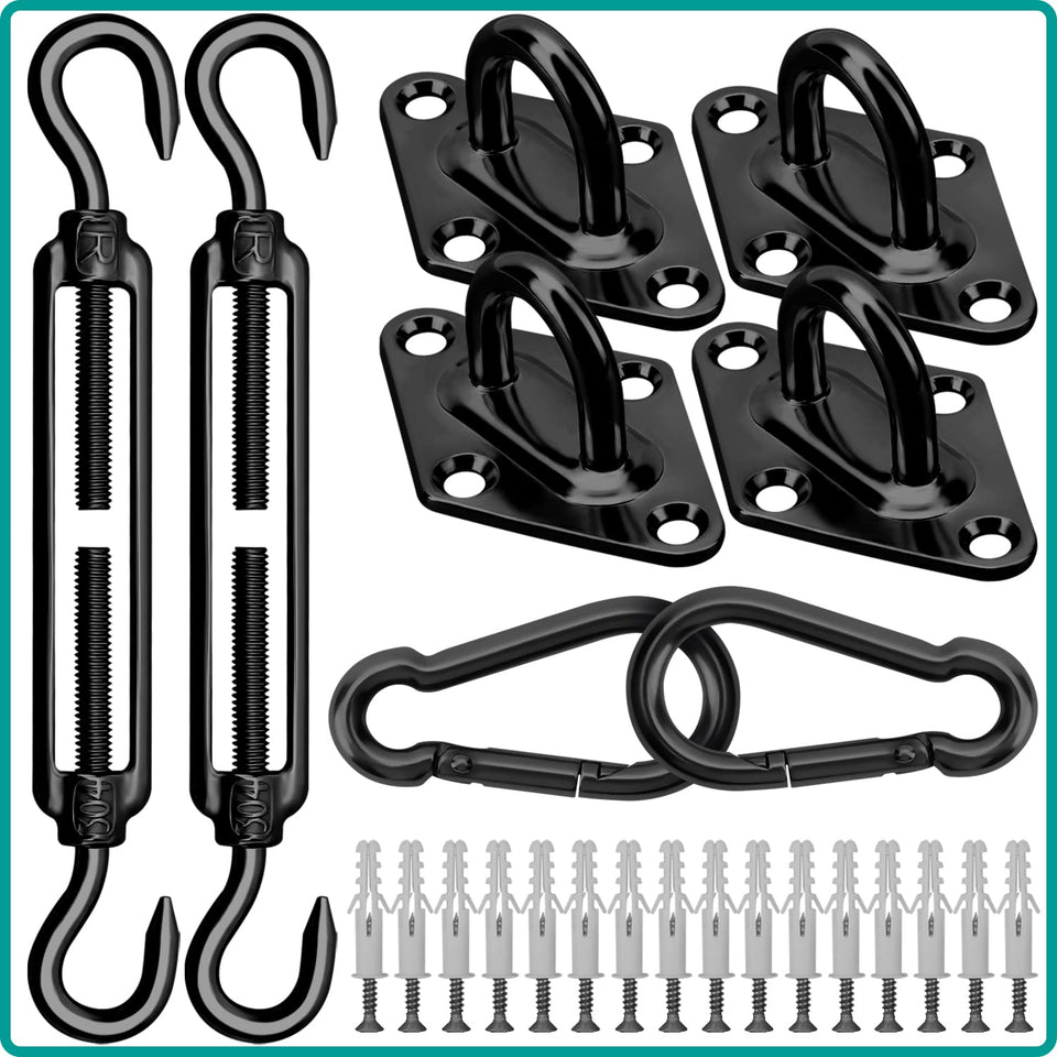 HYASIA sun shade sail hardware kit 6in rectangle kit for secure outdoor shade setups.