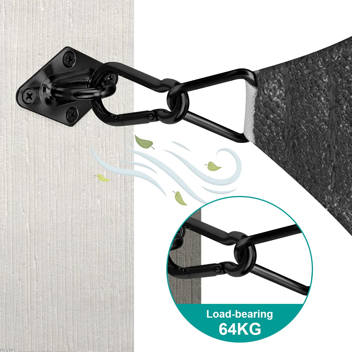HYASIA 40-piece hardware contents image showcases versatile components for shade sails.