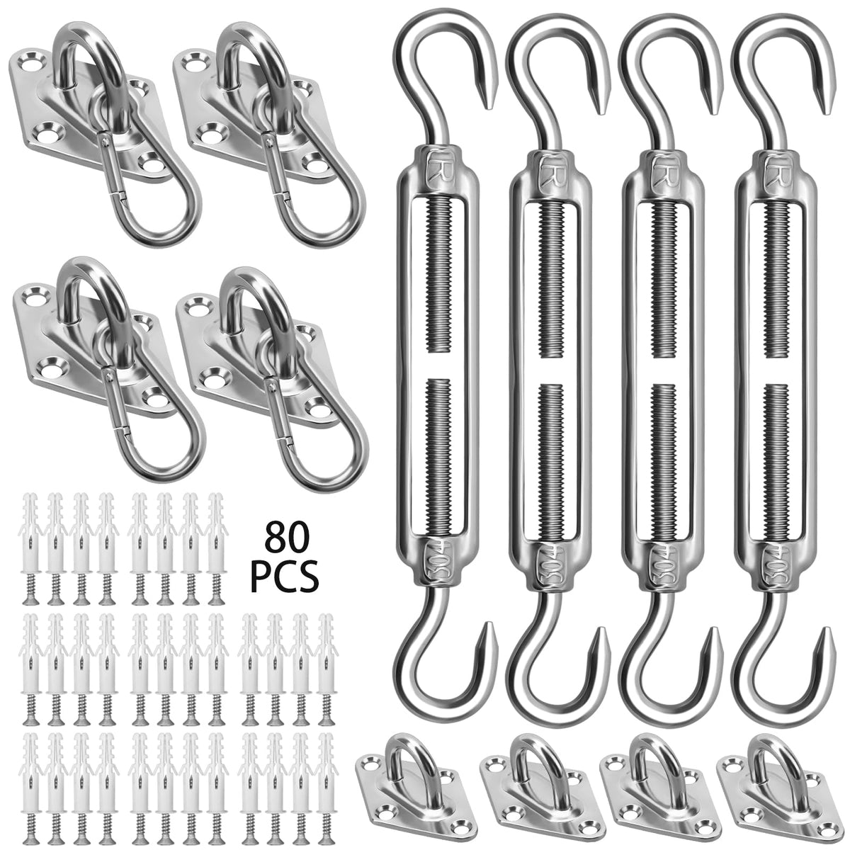 HYASIA sun shade sail hardware kit rectangle for sturdy outdoor mounting