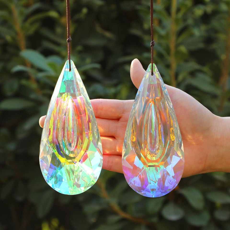 HYBEADS 120mm crystal suncatcher two-pack creates bright prisms in windows.
