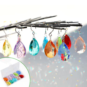 HYBEADS 38mm teardrop crystal prism sparkling in sunlight for eye-catching window decor