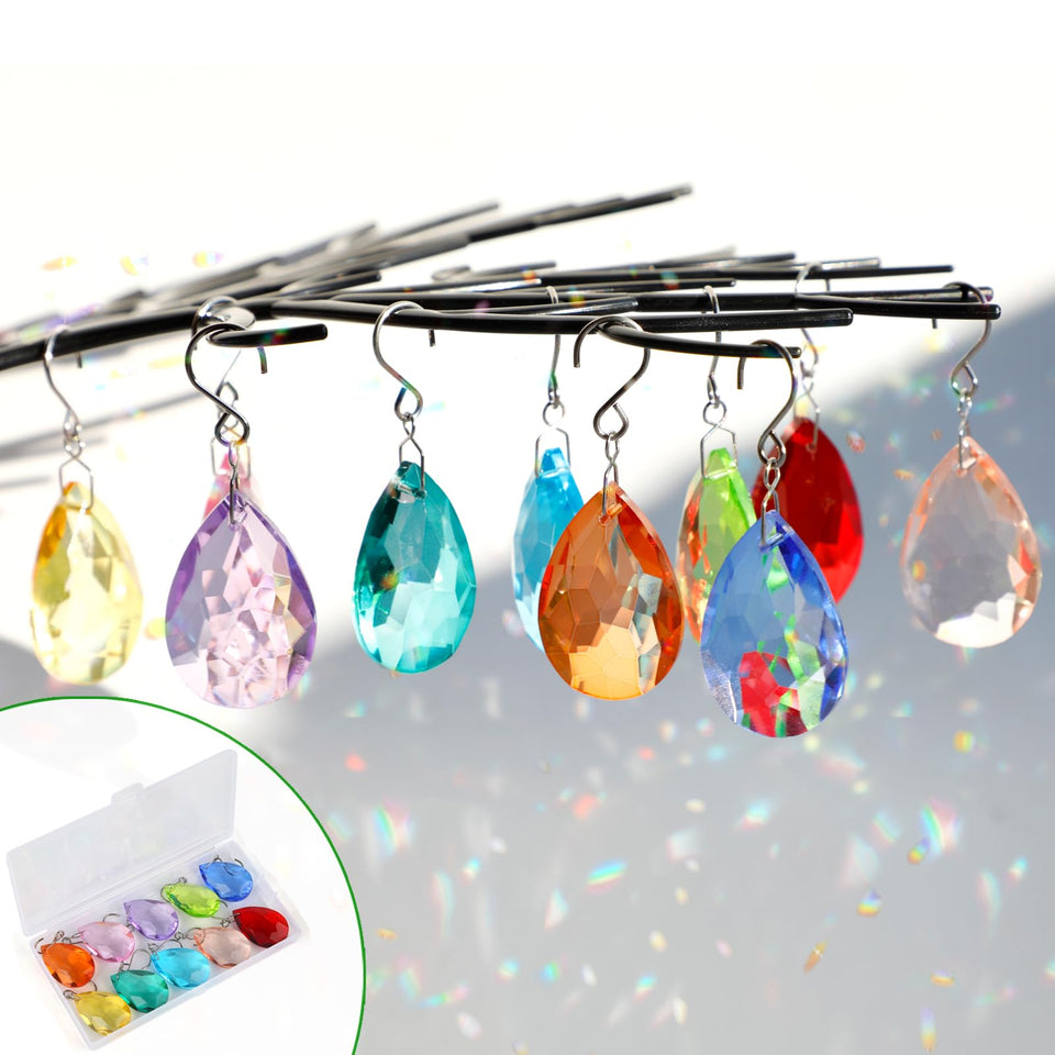 HYBEADS 38mm teardrop crystal prism sparkling in sunlight for eye-catching window decor