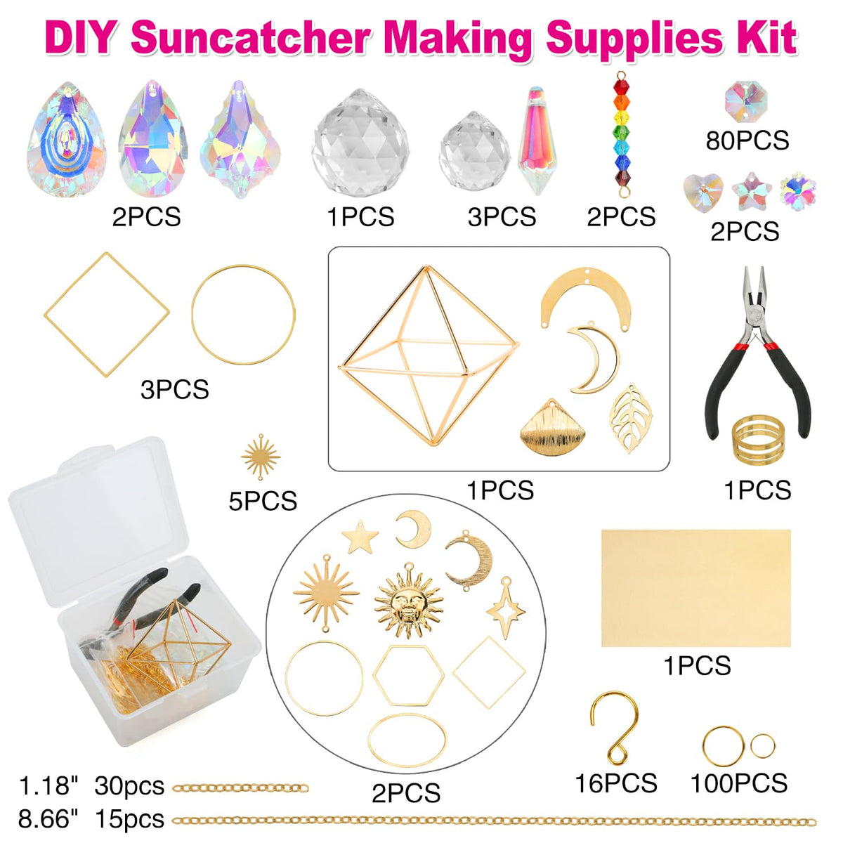 HYBEADS crystal beads and pendants for sparkling sun catchers in home or office.