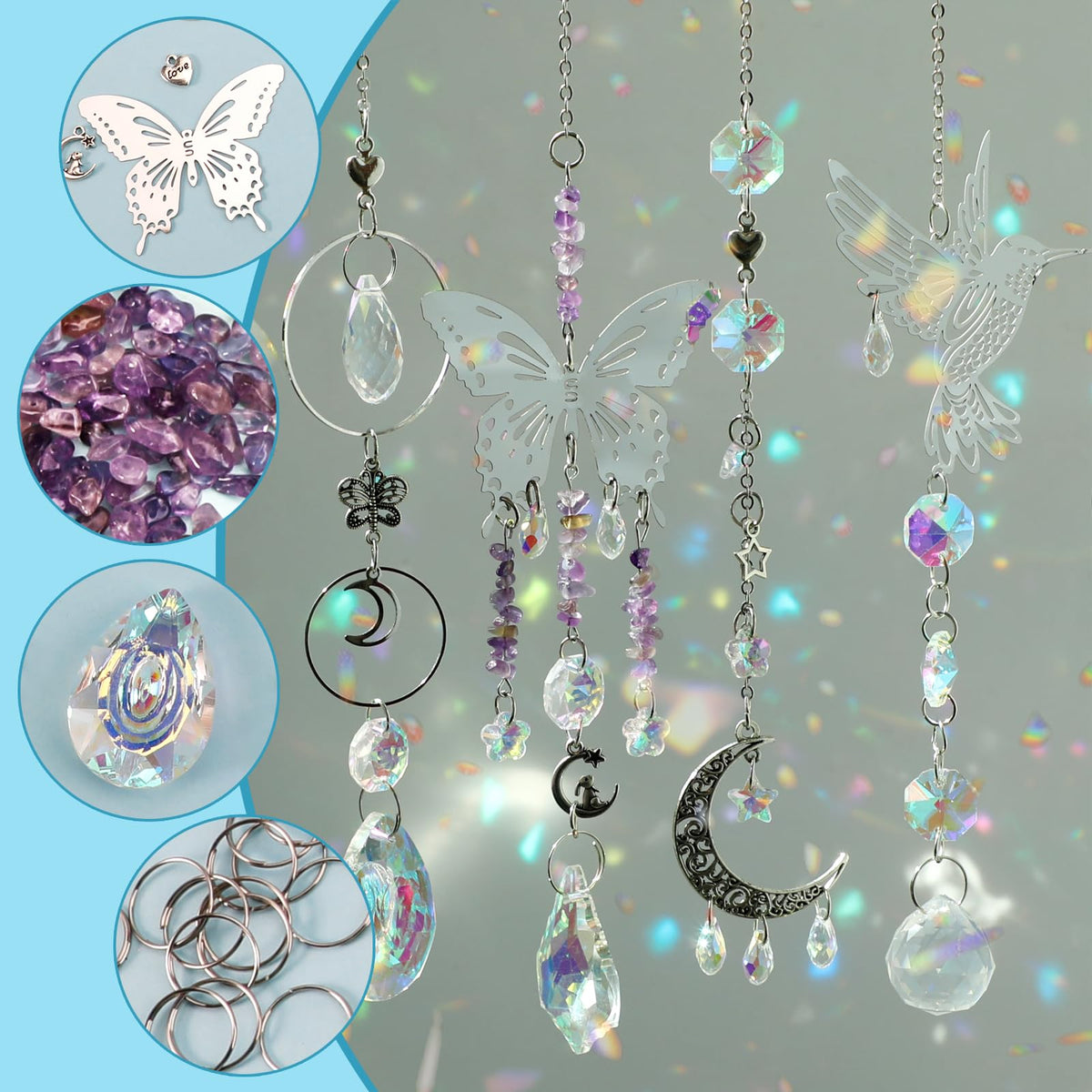 HYBEADS crystal pendants in varied shapes for shimmering sun catcher designs