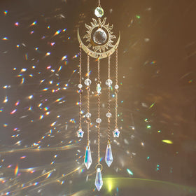 HYBEADS Crystal Suncatcher Sun Moon design casts soft rainbows through windows