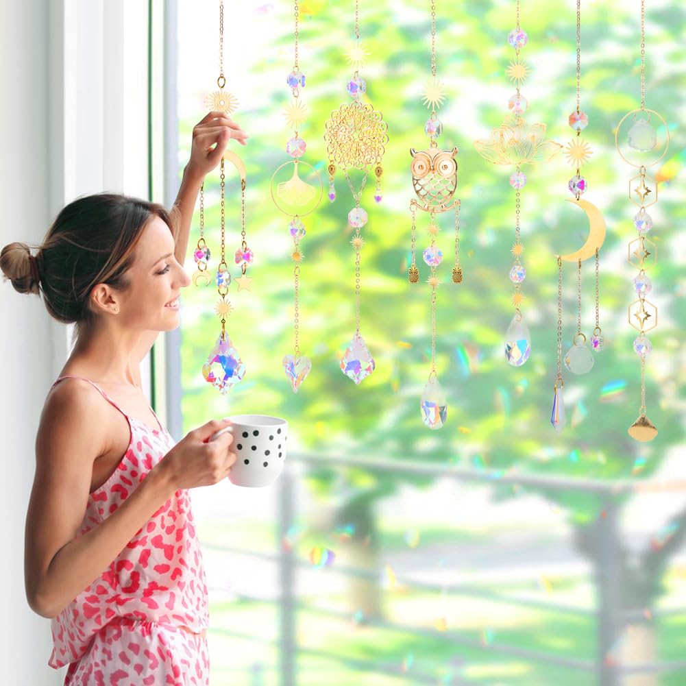 HYBEADS crystal suncatcher wall-ceiling prisms cast gentle rainbows across rooms