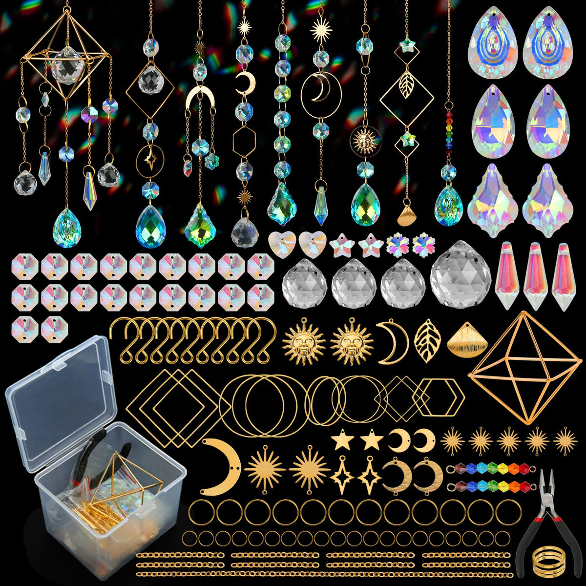 HYBEADS DIY Suncatchers kit with 400 pieces for colorful window decor and light reflections.