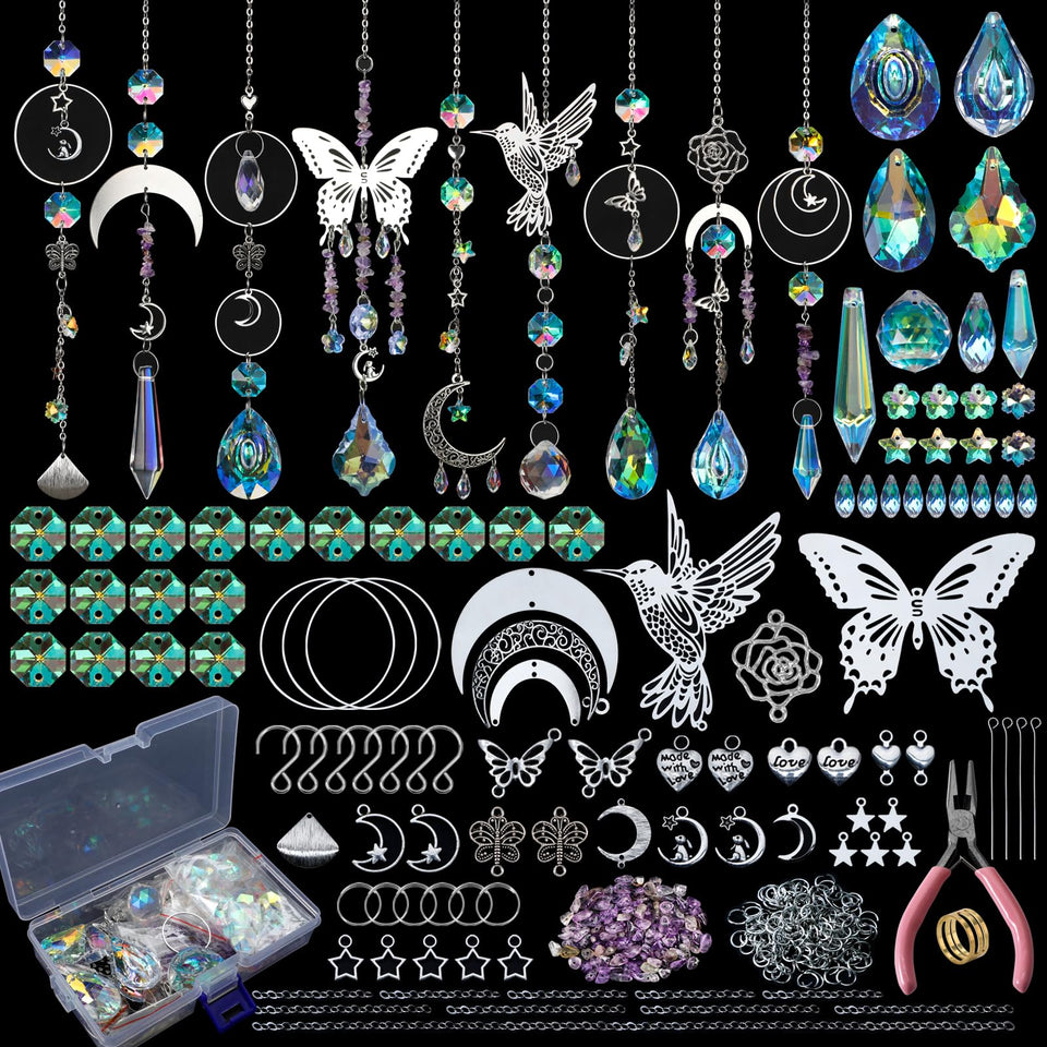 HYBEADS DIY suncatchers kit contents for crystal crafts