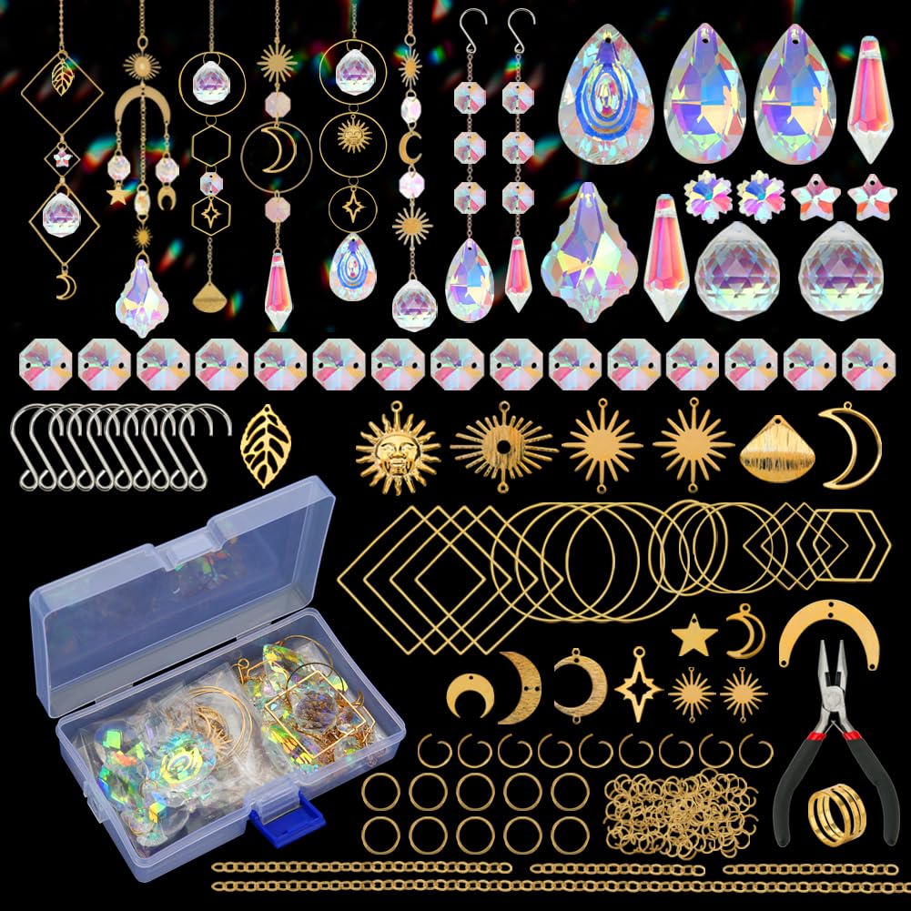 HYBEADS teardrop crystal suncatcher catching sun to create rainbows indoors