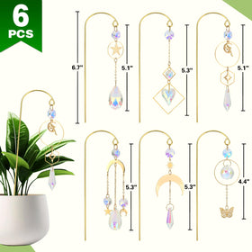 HYBEADS golden plant stake with decorative charm for indoor pots.