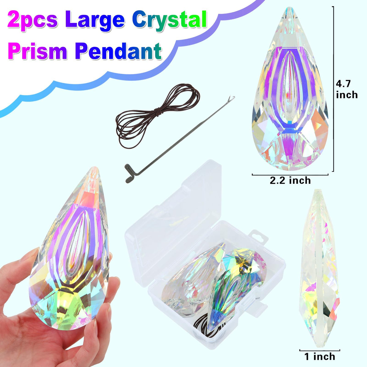 HYBEADS hanging crystal decor with string for easy installation.