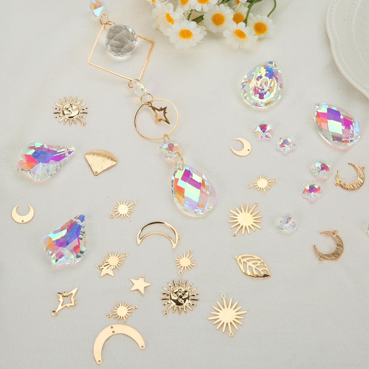 HYBEADS polished crystal prisms refract sunlight into vivid rainbows.