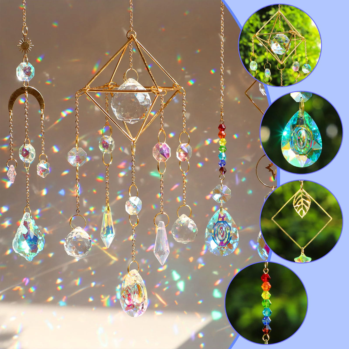 HYBEADS sun, star, and moon frames create radiant rainbow effects in sunlight.