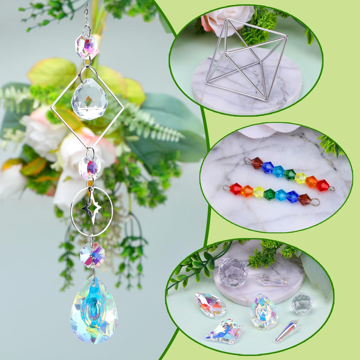 HYBEADS suncatcher frames in star, sun, and moon add window-side charm.