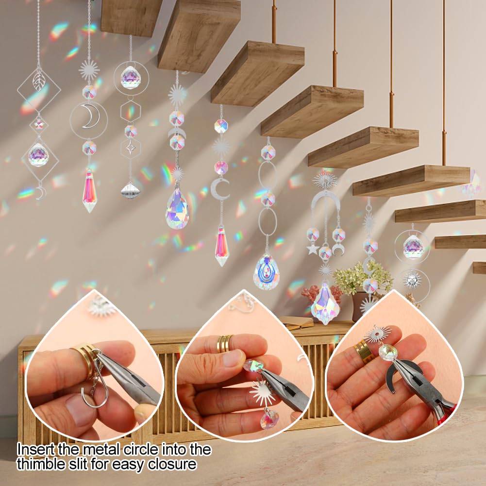 HYBEADS leaf crystal captures light for colorful window art.