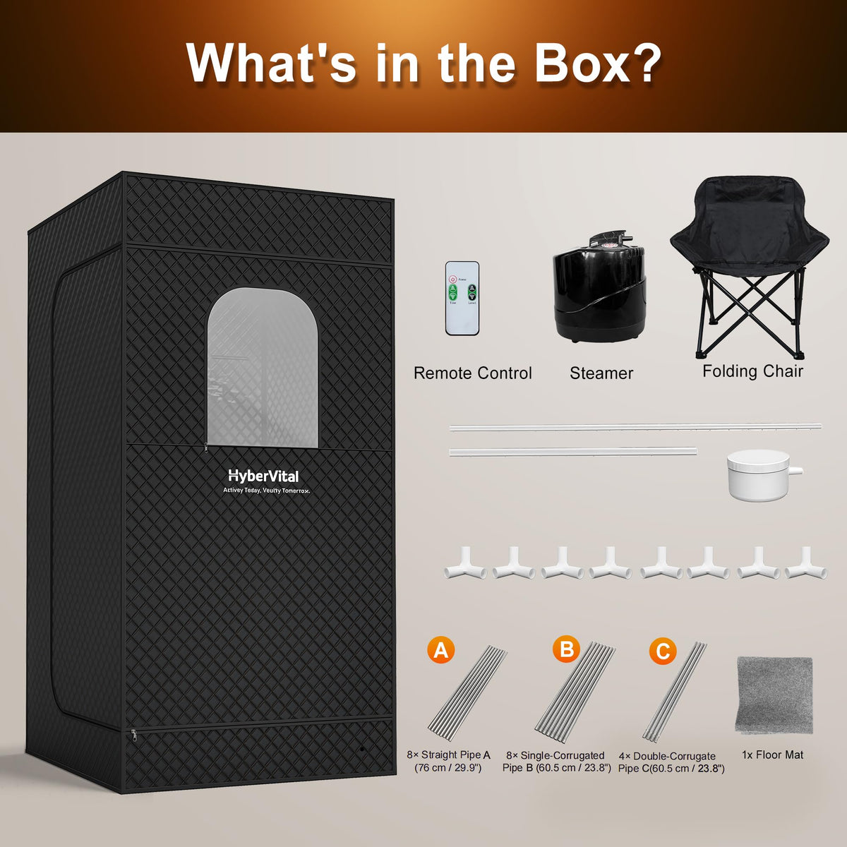 HyberVital full-body-spa-experience invites roomy comfort and soothing steam.
