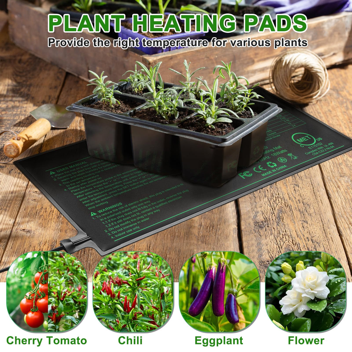 HYDGOOHO seedling heat mat 18-watt option provides efficient steady warmth.