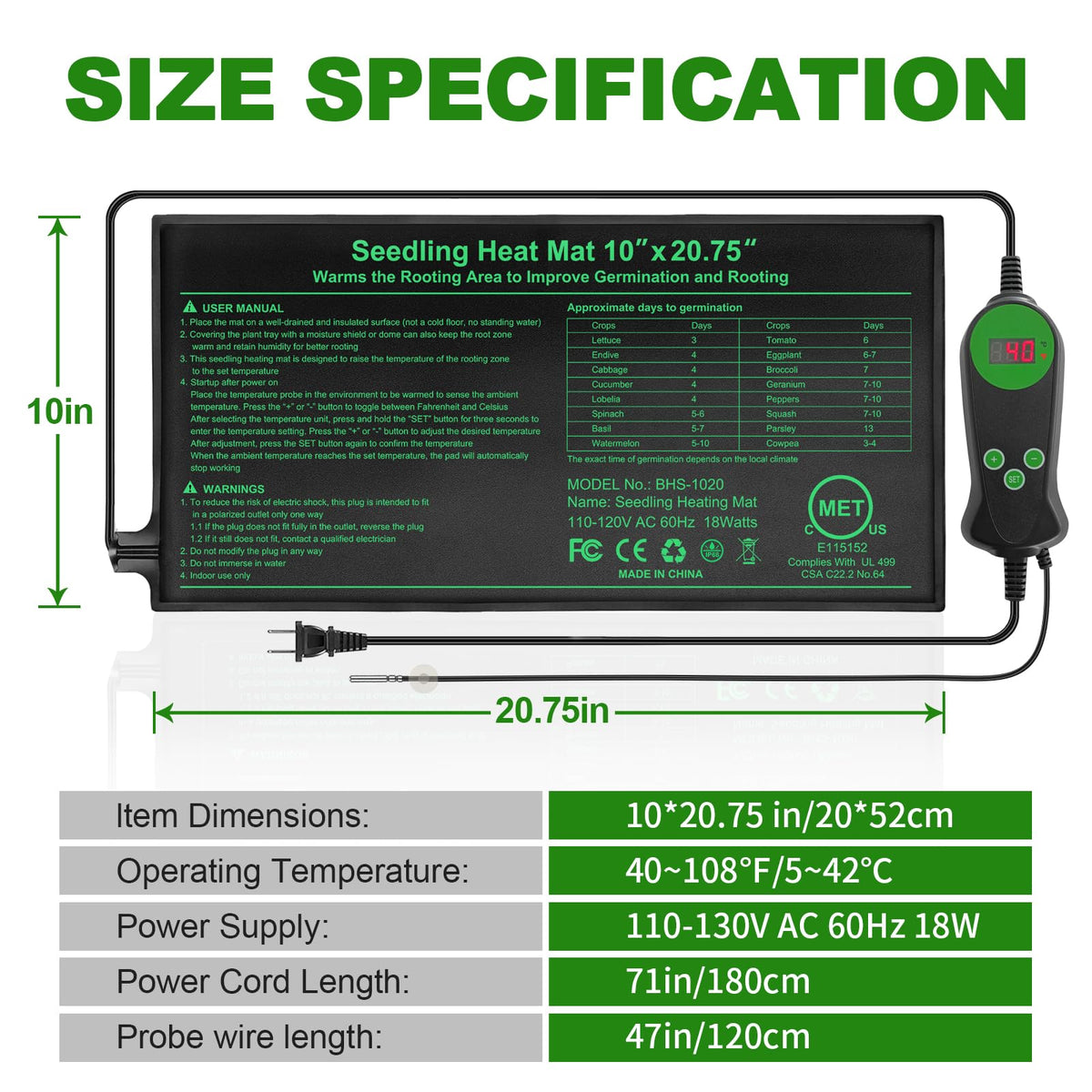 HYDGOOHO seedling heat mat suitable for hydroponics and indoor seed starting.
