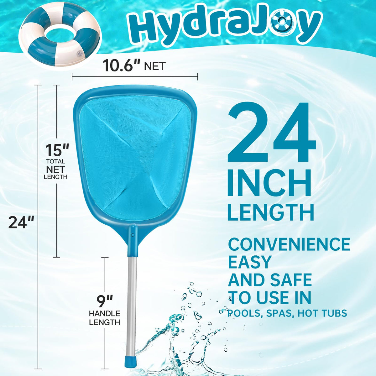 HydraJoy pool net ultra-fine mesh traps tiny debris