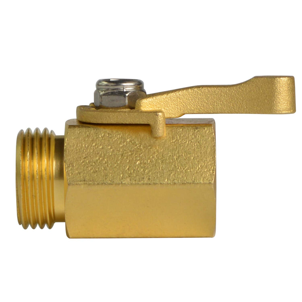 HYDRO MASTER brass connection close-up showing 3/4-inch compatibility for standard hoses