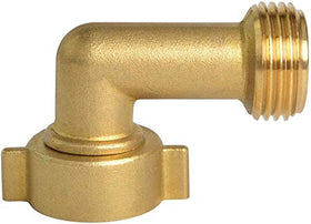 HYDRO MASTER brass elbow at 90 degrees aids compact hose routing.