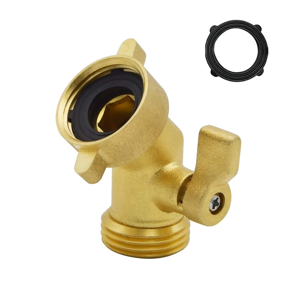 HYDRO MASTER heavy-duty brass shut-off valve close-up for durable outdoor use.