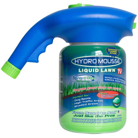 Hydro Mousse spray attachment showing precise application for lawn repair