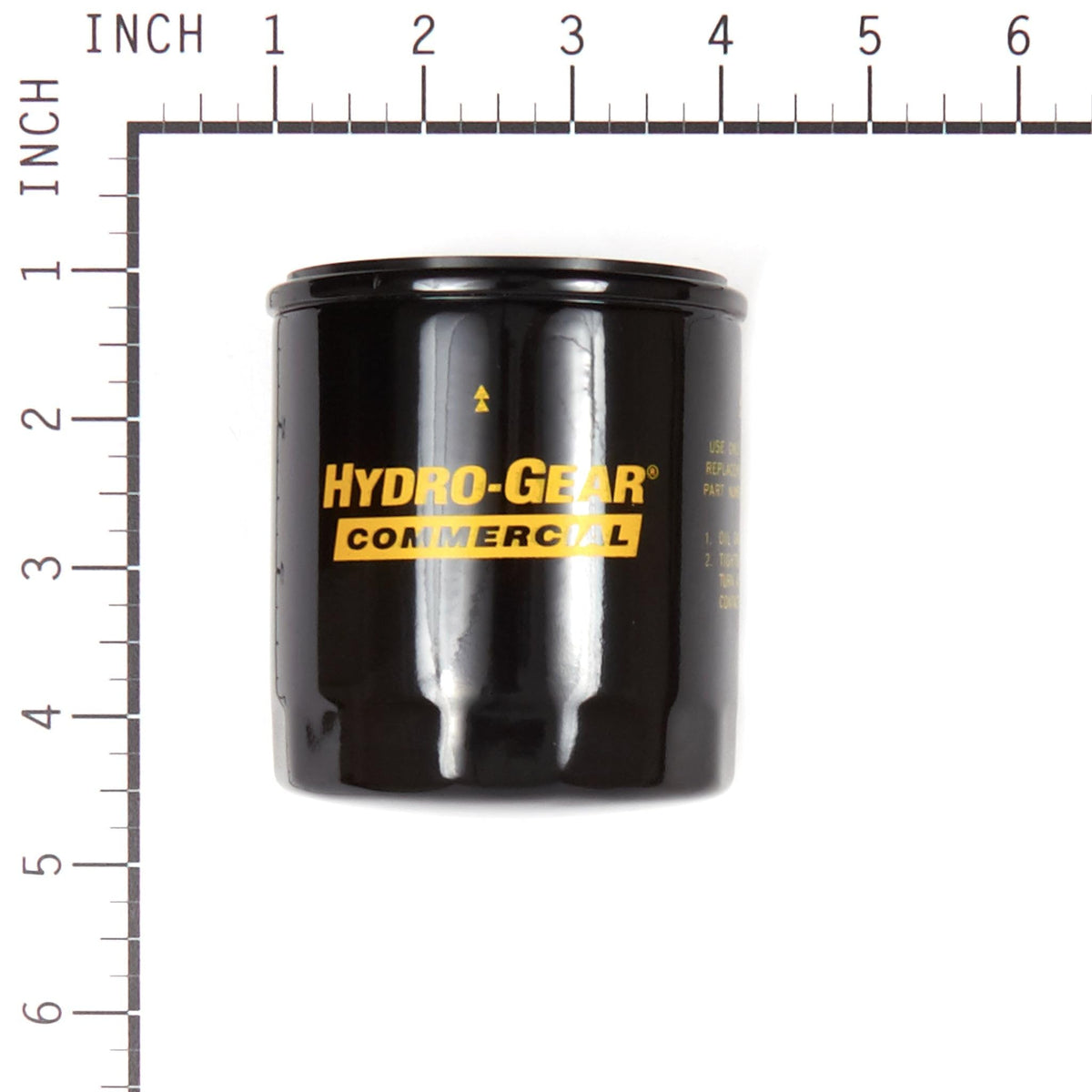Hydro Gear 51563 transaxle oil filter, side view, quick-install design for reduced downtime.