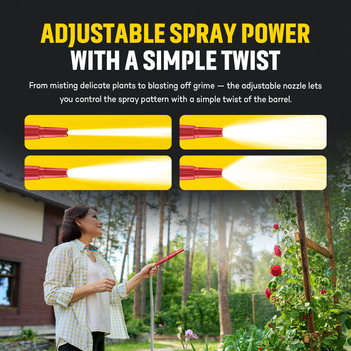 HydroPro kink-free design keeps hoses flat and tangle-free after use.