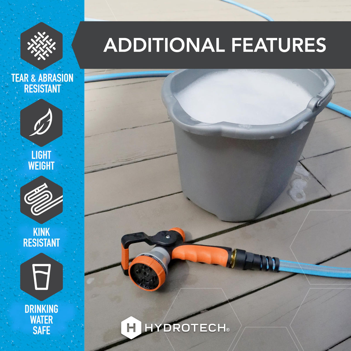 HydroTech FlatJacket abrasion-resistant outer jacket withstands use.