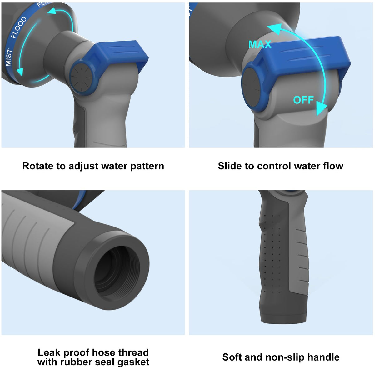 HYDROWE ergonomic handle design ensures comfortable use.