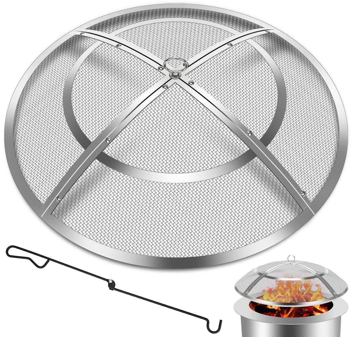 Hydream 24-inch fire pit screen assembly shown for quick setup and secure fit.