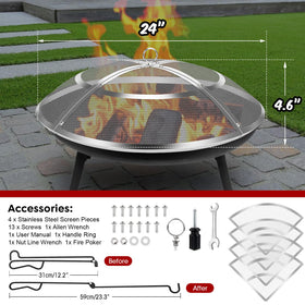 Hydream fire pit screen with handle enables easy placement and removal.