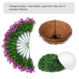 HyeFlora 12-branch artificial bougainvillea hanging basket for quick outdoor lift