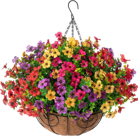HyeFlora hanging flowers in bougainvillea and daisy basket for outdoor decor