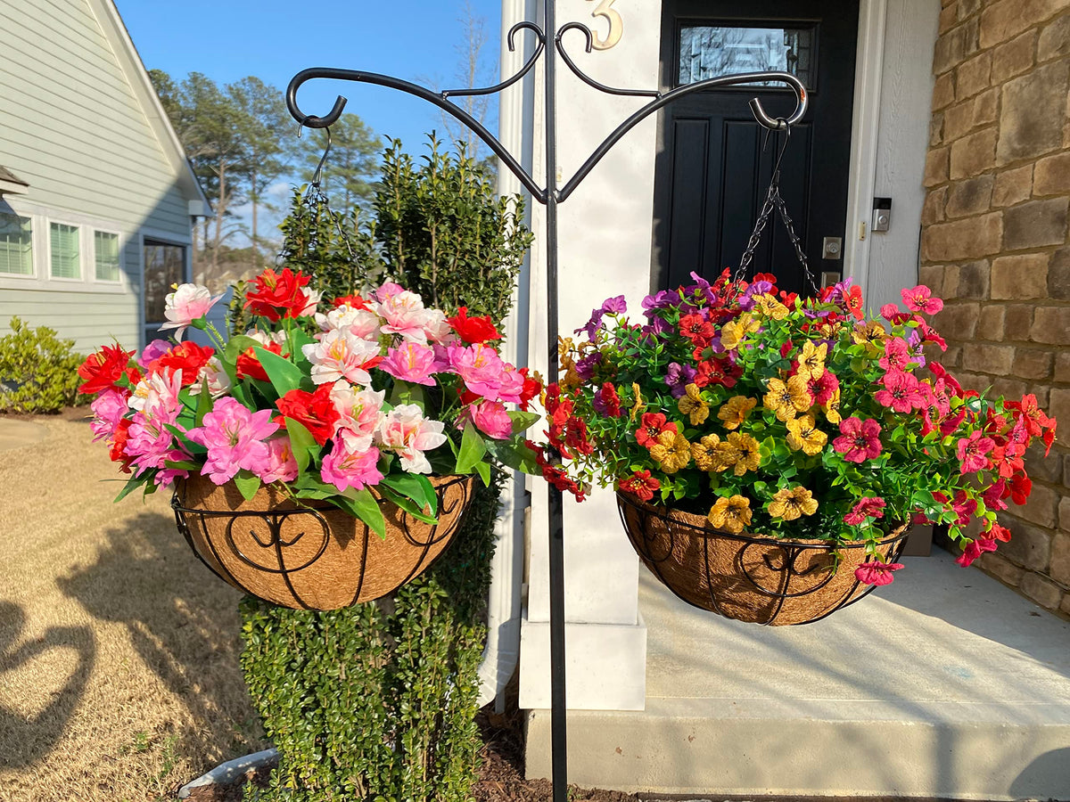 HyeFlora silk bougainvillea flowers in a full-bloom hanging basket