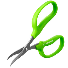 Hygrohub garden scissors with a curved blade for precise trimming in tight spots.