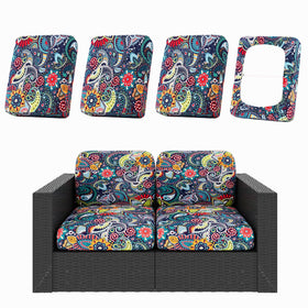 Hyha Paisley patio cushion covers front view showing vibrant color