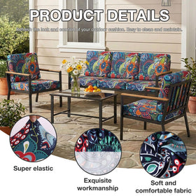 Hyha forest leaf pattern cushion cover side view on outdoor sofa