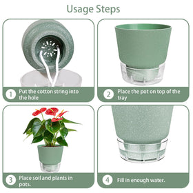 HYNZ planter with cotton rope watering system keeps soil evenly moist.