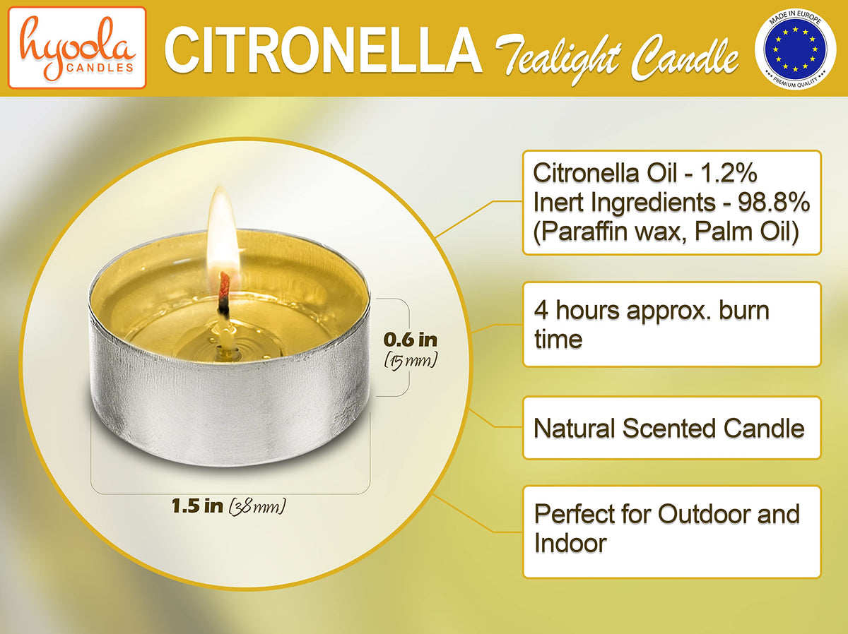 Hyoola tealight candle with four-hour burn for patio lighting