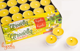 Hyoola citronella tea light used outdoors to create a pest-reducing perimeter