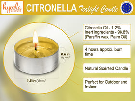 Hyoola Tealight Citronella Candle natural DEET-free option for safe outdoor ambience.