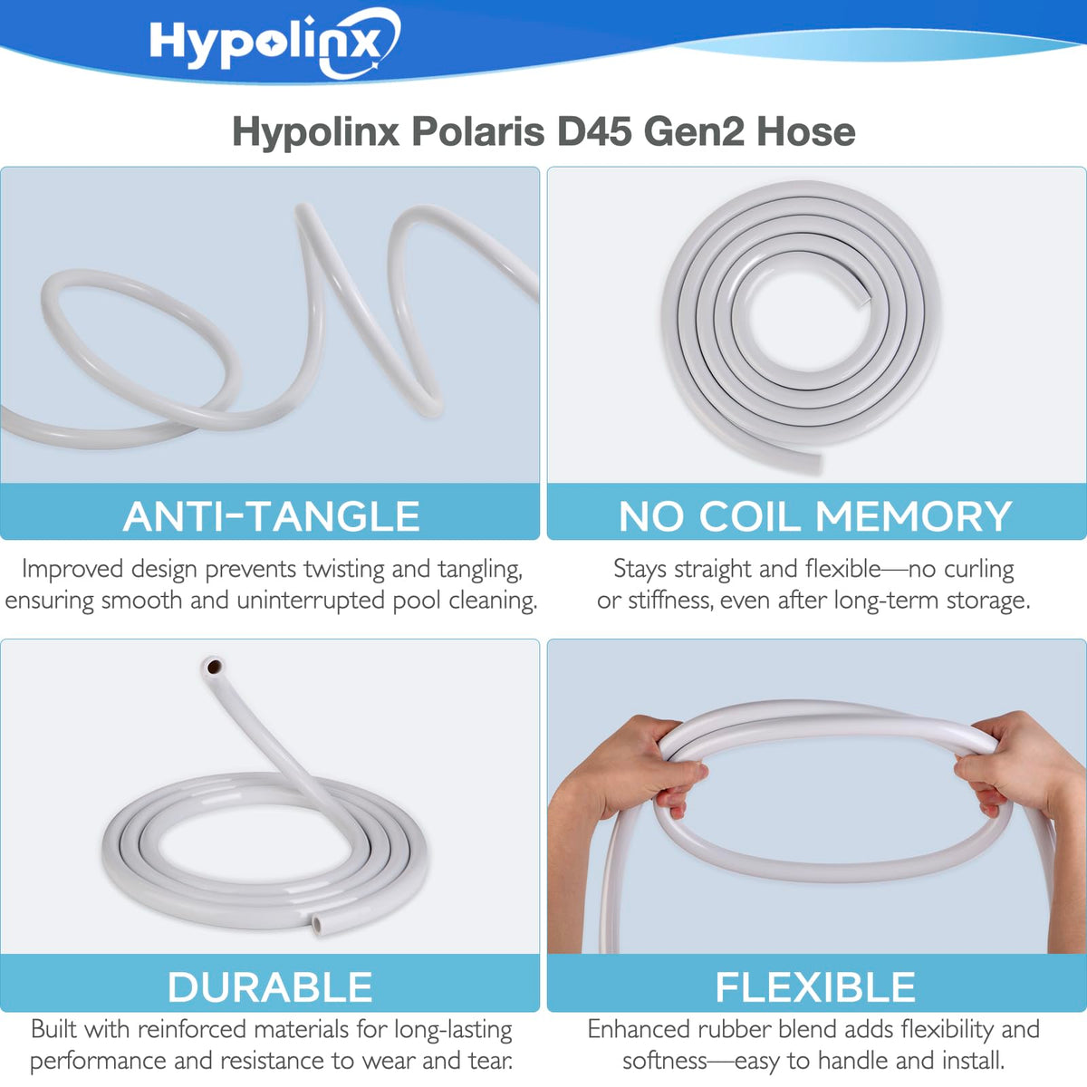 Durable PVC with elastic reinforcement in the Hypolinx Gen2 hose