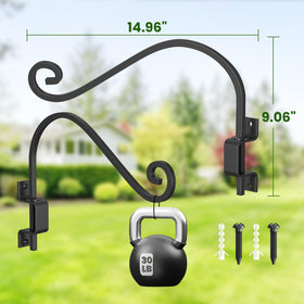 Hystun heavy-duty bracket supports up to 30 lbs for large baskets and feeders.