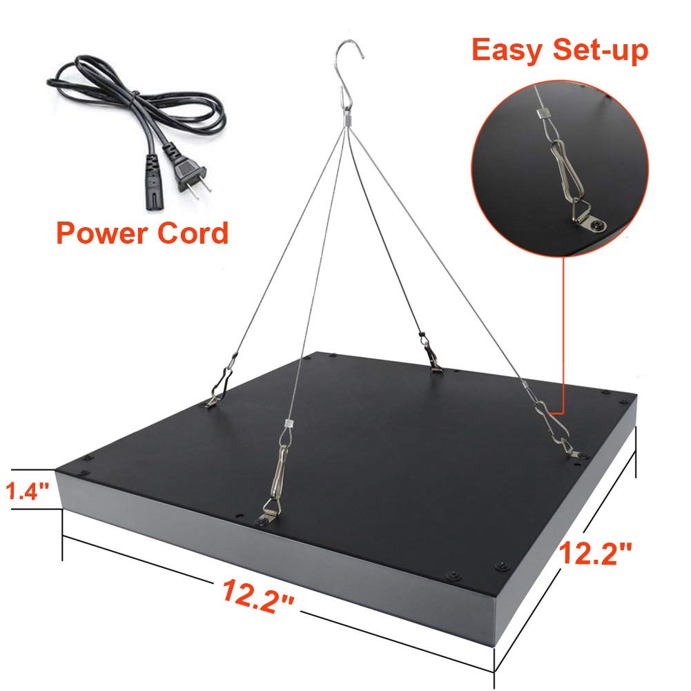 Hytekgro LED Grow Light includes a 59-inch cord for placement.