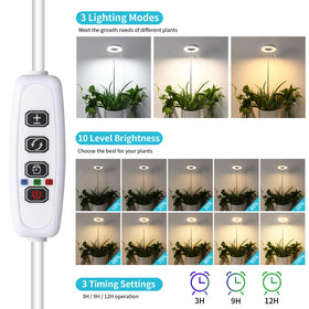 Halo Ring Grow Light with three spectral modes for different plant stages